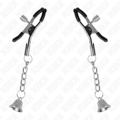 KINK - PINZAS PARA PEZONES CON COLGANTE DE CAMPANA PLATEADO 6 CM