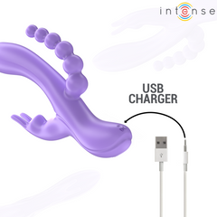 INTENSE - MIKO TRIPLE VIBRADOR RABBIT &#38; ESTIMULADOR &#38; ANAL 7 VIBRACIONES MORADO