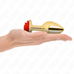 KINK - PLUG ANAL DORADO ROSA ROJA TALLA L